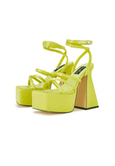 Blondie Lime Platform Strappy Heels