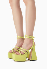 Blondie Lime Platform Strappy Heels