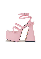 Blondie Pink Platform Strappy Heels