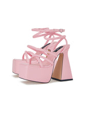 Blondie Pink Platform Strappy Heels