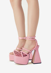 Blondie Pink Platform Strappy Heels