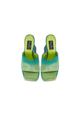 Brooke Green Diamante Ombre Platform Mule Heels