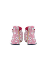 Brooke Pink Daisy Flower Diamante Platform Mule Heels