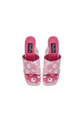 Brooke Pink Daisy Flower Diamante Platform Mule Heels