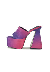 Brooke Purple Diamante Ombre Platform Mule Heels