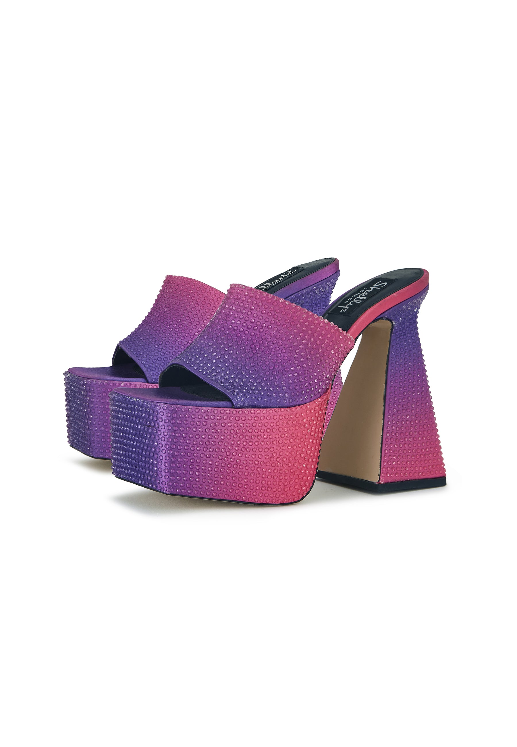 Brooke Purple Diamante Ombre Platform Mule Heels