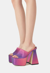 Brooke Purple Diamante Ombre Platform Mule Heels