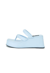 Christina Blue Strappy Mule Wedges