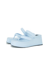 Christina Blue Strappy Mule Wedges