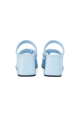 Christina Blue Strappy Mule Wedges