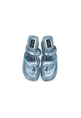 Christina Blue Metallic Strappy Mule Wedges
