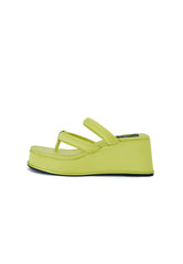 Christina Lime Satin Strappy Mule Wedges