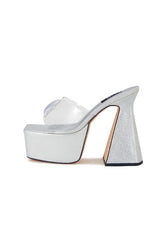 Paris Silver Platform Star Mule Heels