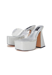 Paris Silver Platform Star Mule Heels