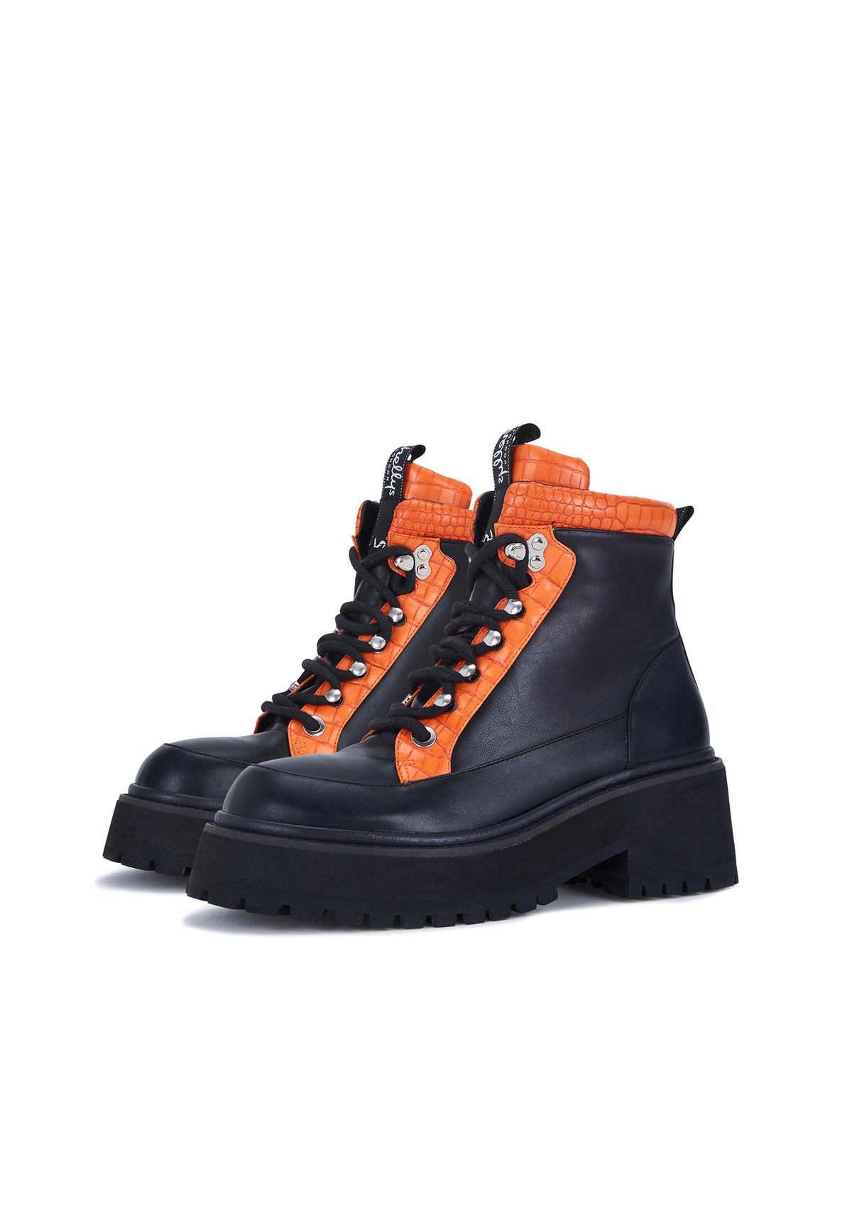 Aster Black Chunky Lace Up Boots