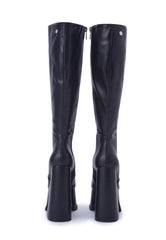 Corrs Black Platform Block Heel Knee High Boots