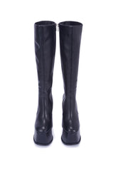 Corrs Black Platform Block Heel Knee High Boots