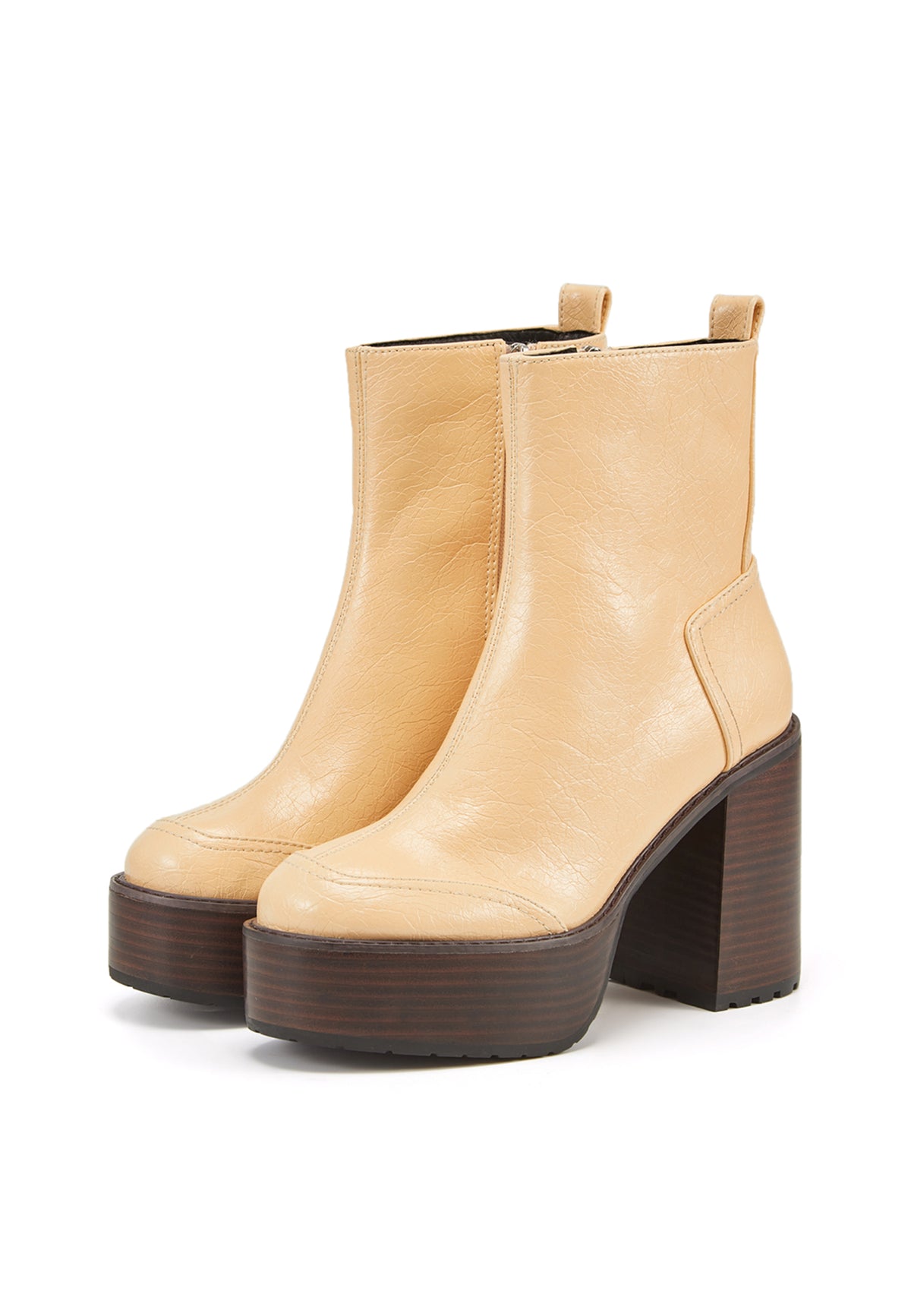 CREAM CREEP STACK HEEL PLATFORM BOOT