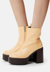 CREAM CREEP STACK HEEL PLATFORM BOOT