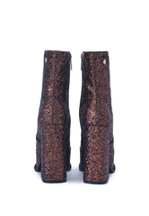 Edge Bronze Glitter Platform Block Heel Ankle Boot