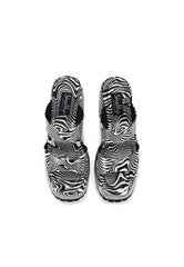 Gabriella Black and White Platform Wedge Double Strap Mule