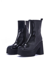 Jupe Black Patent Platform Heeled Ankle Boot