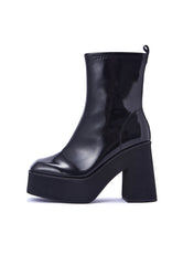 Jupe Black Patent Platform Heeled Ankle Boot