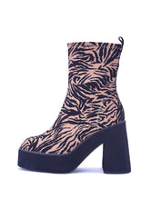 Jupe Tiger Print Platform Heeled Ankle Boot