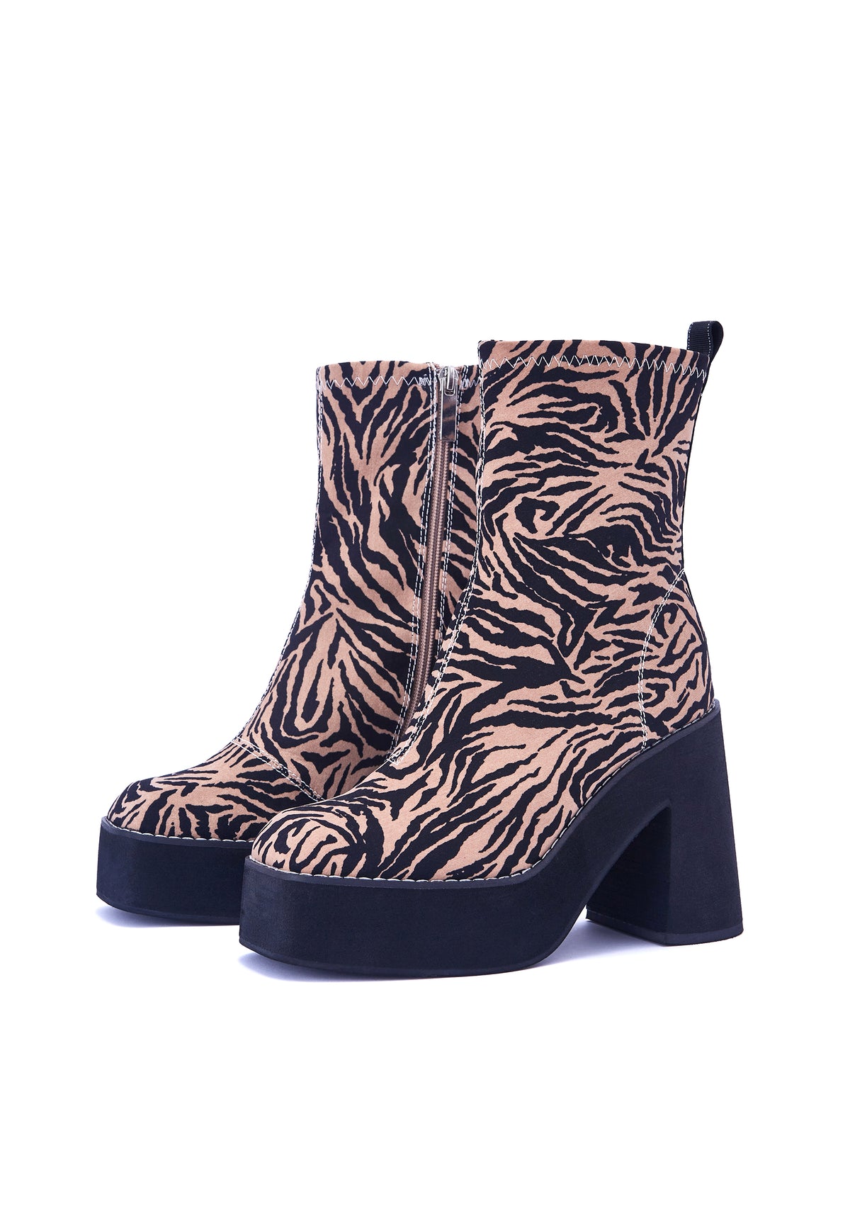 Jupe Tiger Print Platform Heeled Ankle Boot