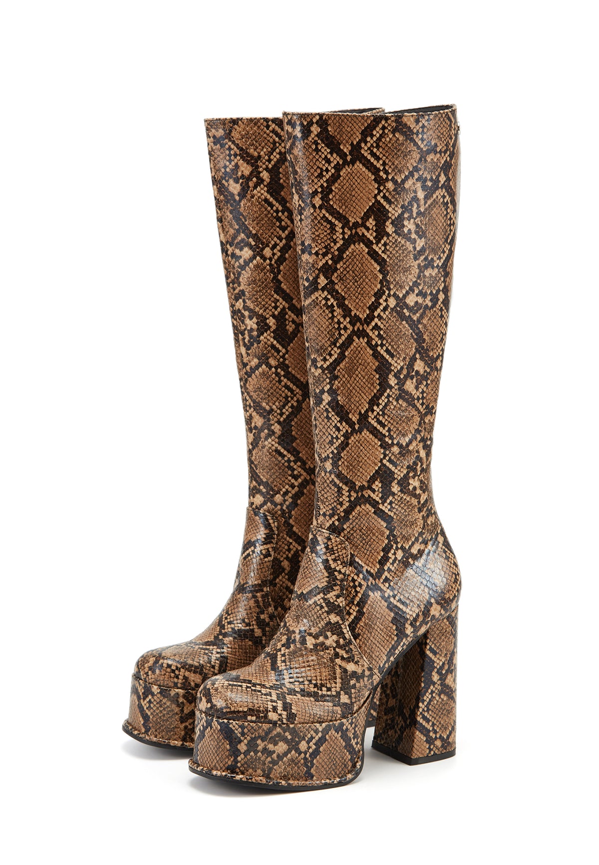 KIA SNAKE PRINT PLATFORM KNEE HIGH BOOT