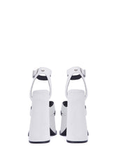 Natasha White Platform Cross Over Heeled Sandal
