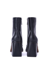 Orion Black Square Toe Block Heel Ankle Boot