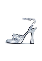 Pisces Silver Croc Platform Heeled Sandals