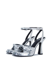 Pisces Silver Croc Platform Heeled Sandals