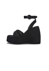 Queen Black Platform Wedge Sandal