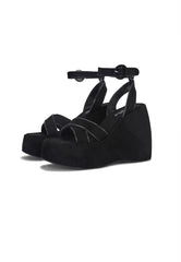Queen Black Platform Wedge Sandal