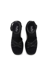 Queen Black Platform Wedge Sandal