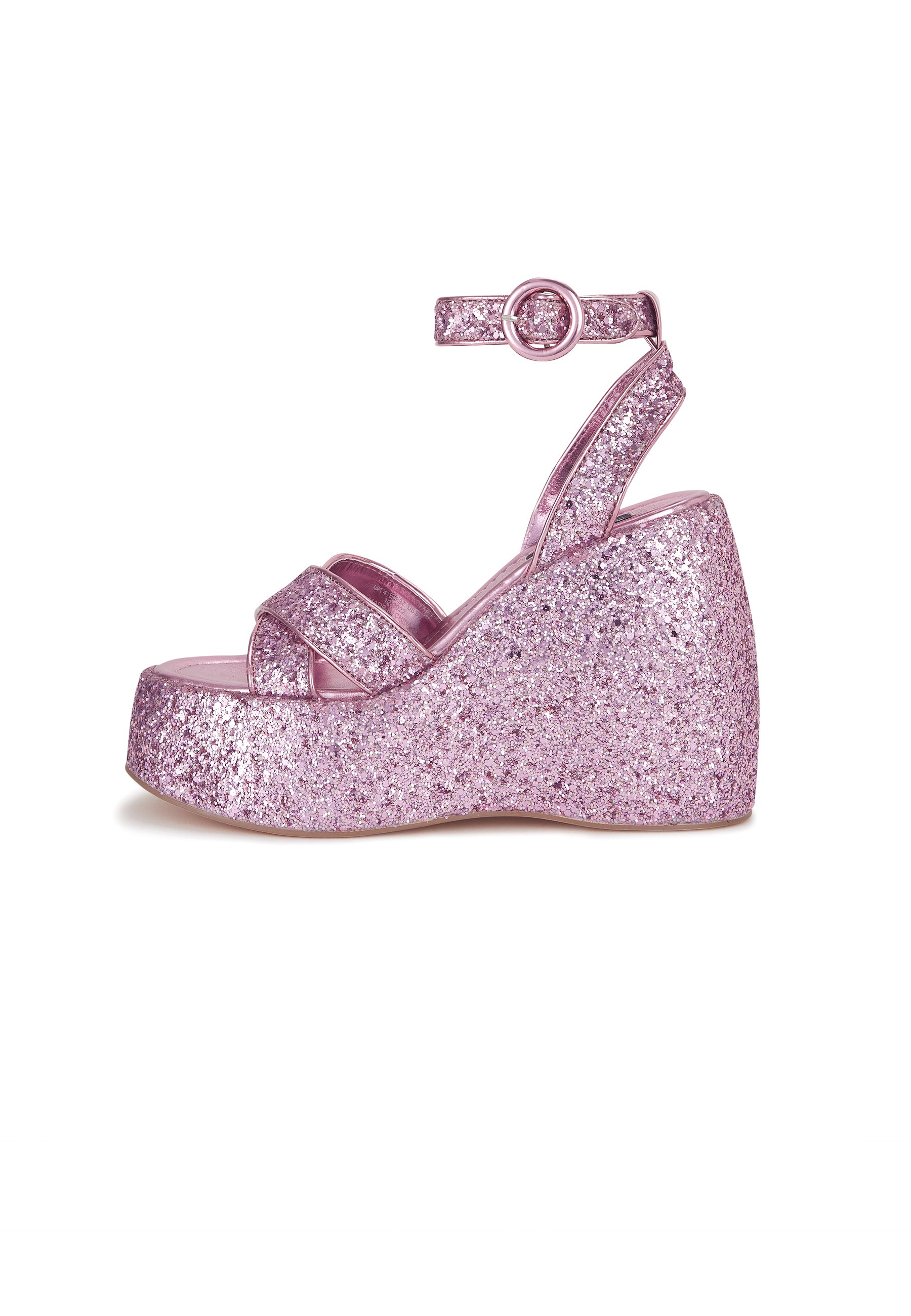 Queen Pink Glitter Platform Wedge Sandal
