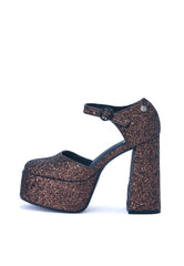 Rage Bronze Glitter Two Part Platform Court Shoe