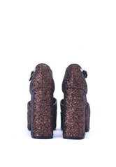 Rage Bronze Glitter Two Part Platform Court Shoe