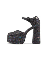 Rage Pewter Glitter Two Part Platform Court Shoe