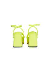 Regina Neon Yellow Strappy Platform Block Heels
