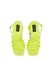 Regina Neon Yellow Strappy Platform Block Heels
