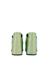Sagittarius Green Metallic Platform Heeled Mules