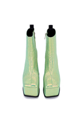Scorpio Green Metallic Platform Heeled Ankle Boot