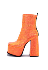 Scorpio Orange Metallic Platform Heeled Ankle Boot