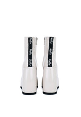Roxanne Cream Patent Platform Wedge Ankle Boot