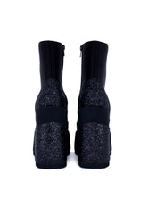 Solaris Black Glitter Bubble Wedge Ankle Boot
